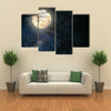 Full Moon And Old Tree On A Starry Night Multi Panel Canvas Wall Art Print Set