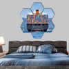 Big cargo container ship hexagonal canvas wall art