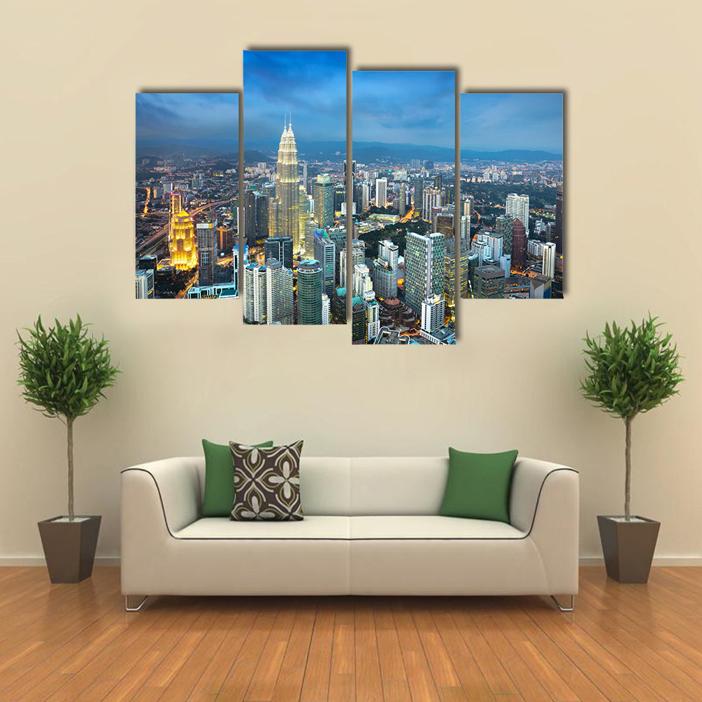 The Beauty Of The Kuala Lumpur City Skyline At Dusk, Malaysia, Multi Panel Canvas Wall Art