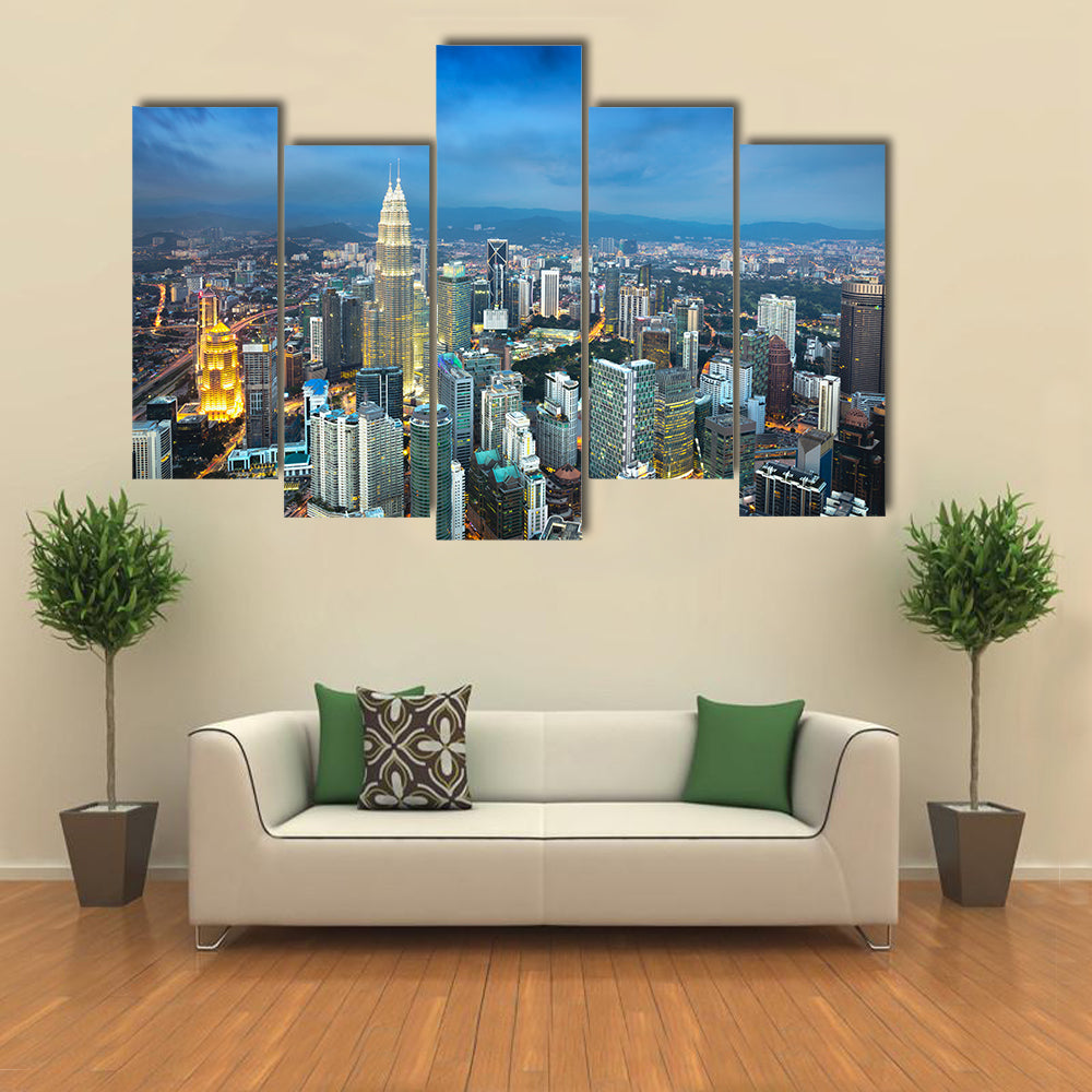 The Beauty Of The Kuala Lumpur City Skyline At Dusk, Malaysia, Multi Panel Canvas Wall Art