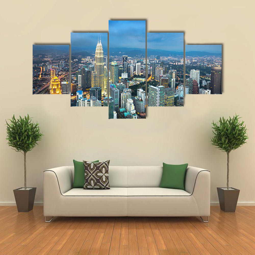 The Beauty Of The Kuala Lumpur City Skyline At Dusk, Malaysia, Multi Panel Canvas Wall Art