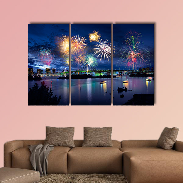 Tokyo bay city view and Tokyo Rainbow Bridge multi panel canvas wall art