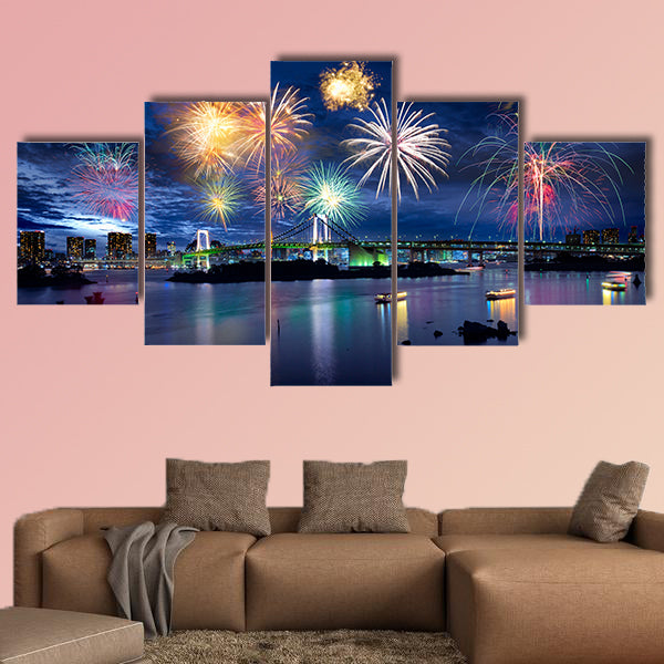 Tokyo bay city view and Tokyo Rainbow Bridge multi panel canvas wall art