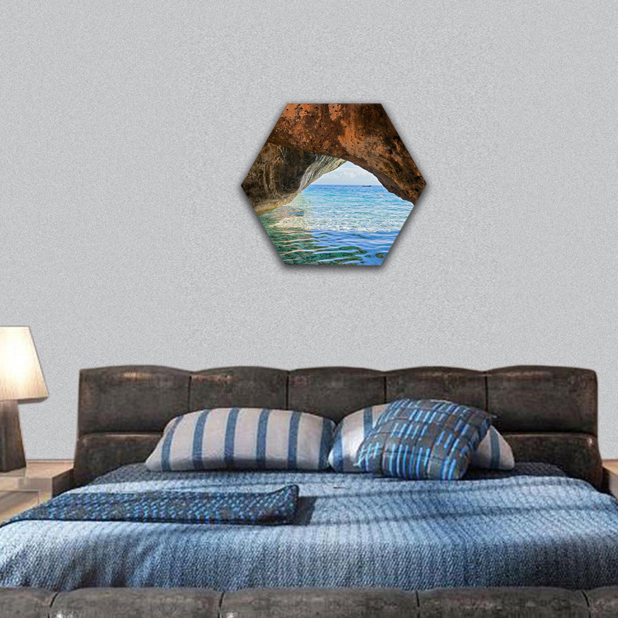 wonderful sea bay in Kefalonia, Ionian islands hexagonal canvas wall art