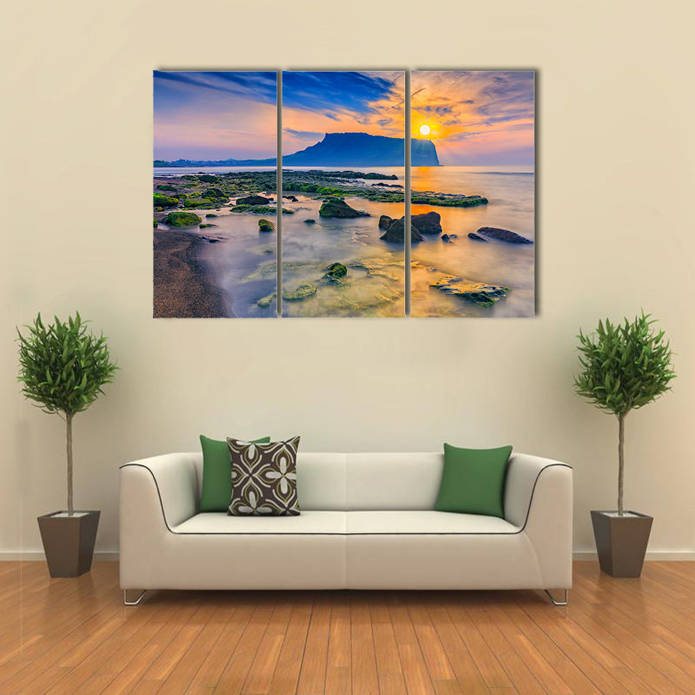 Scene Of A Sunrise On An Island Multi Panel Canvas Wall Art