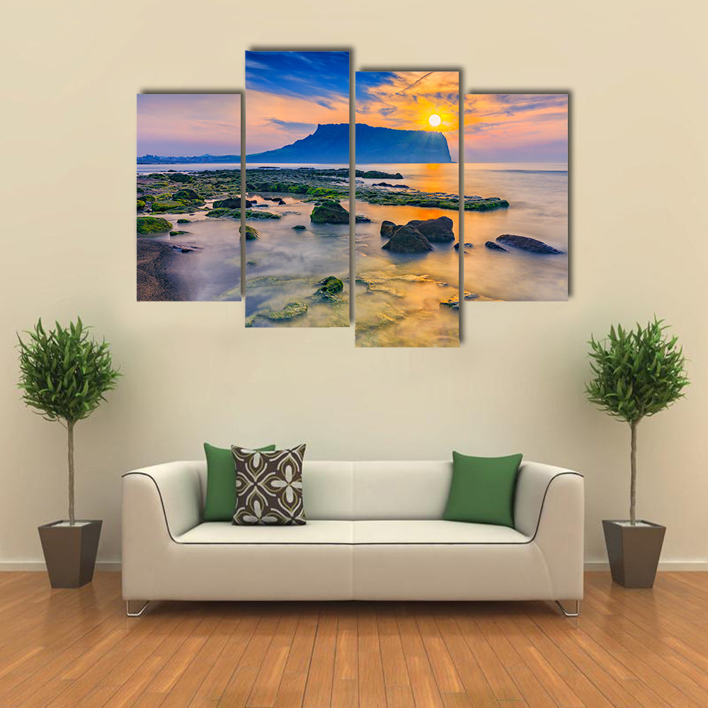 Scene Of A Sunrise On An Island Multi Panel Canvas Wall Art