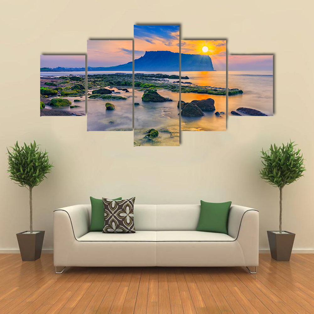 Scene Of A Sunrise On An Island Multi Panel Canvas Wall Art