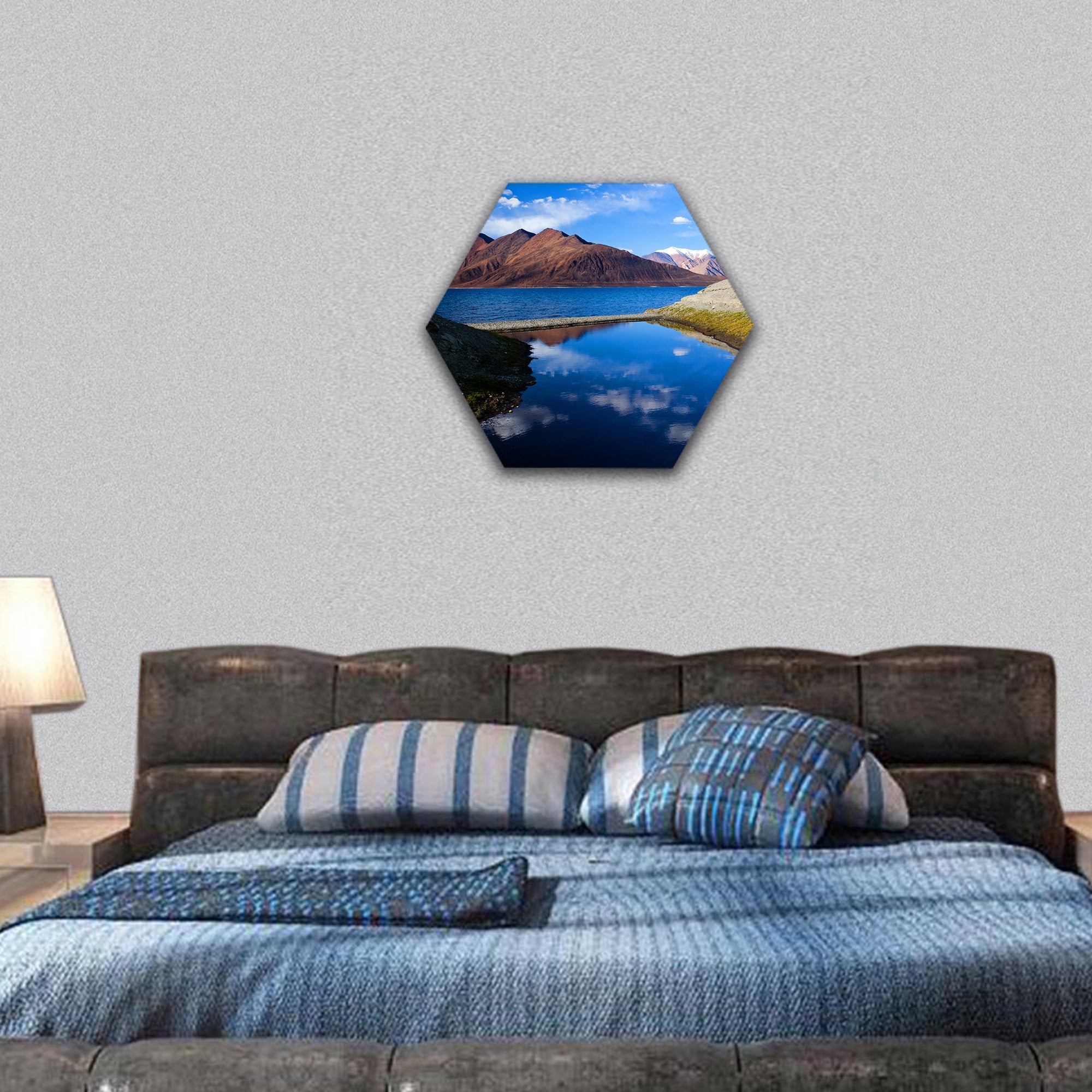 Pangong Lake in Ladakh, India hexagonal canvas wall art