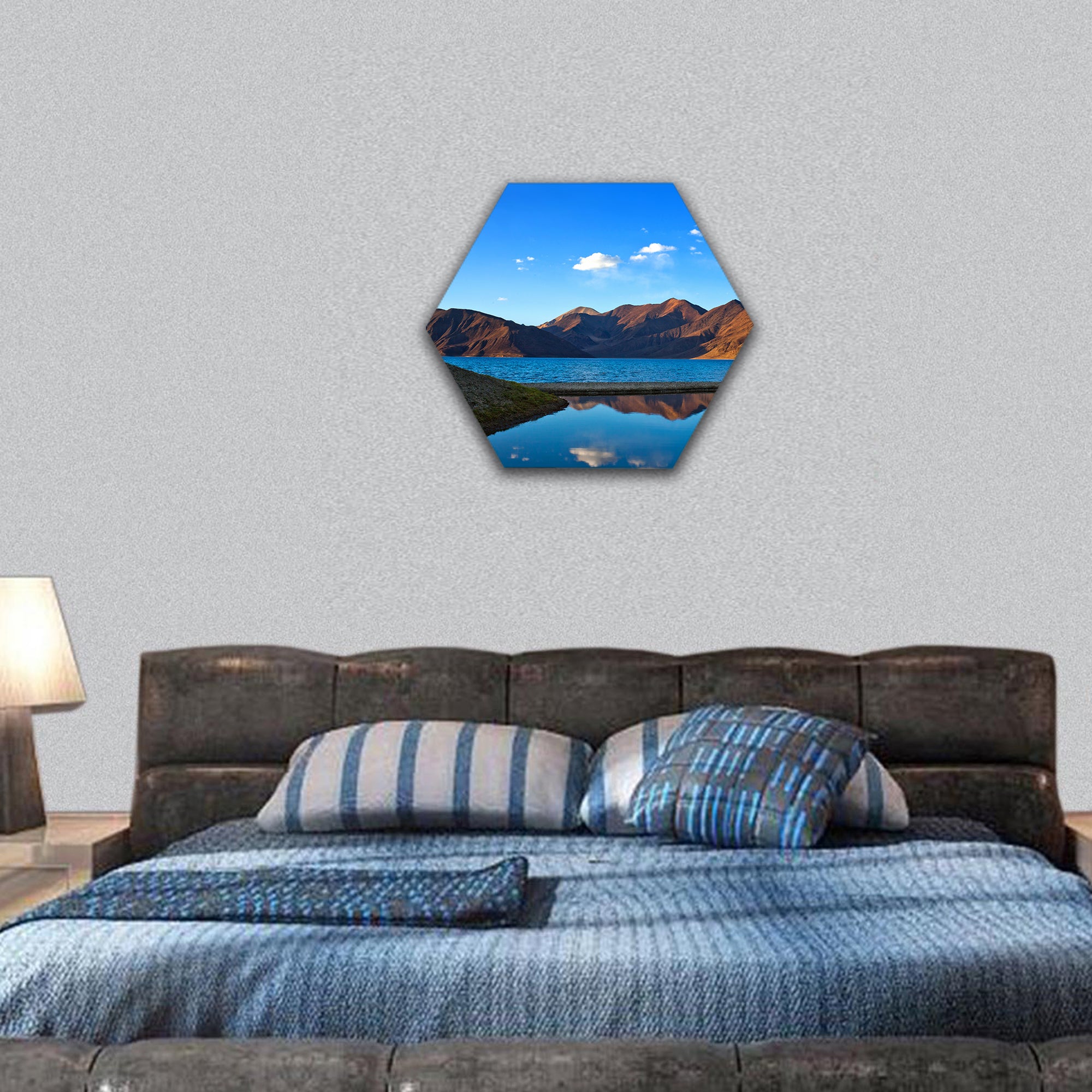 Pangong Lake in Ladakh,  India hexagonal canvas wall art
