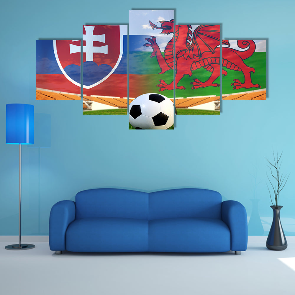 Football Slovakia and Welsh Multi panel canvas wall art