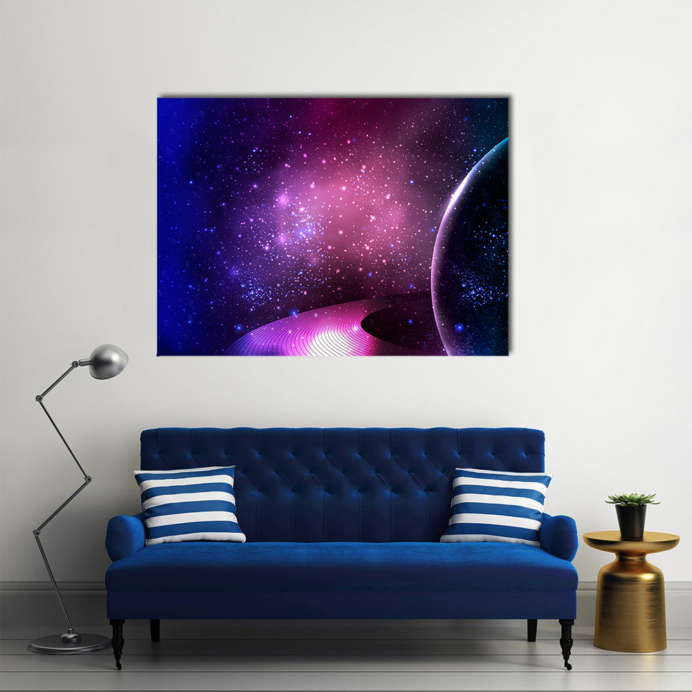 Scenery Of Saturn With Its Rings Multi Panel Canvas Wall Art