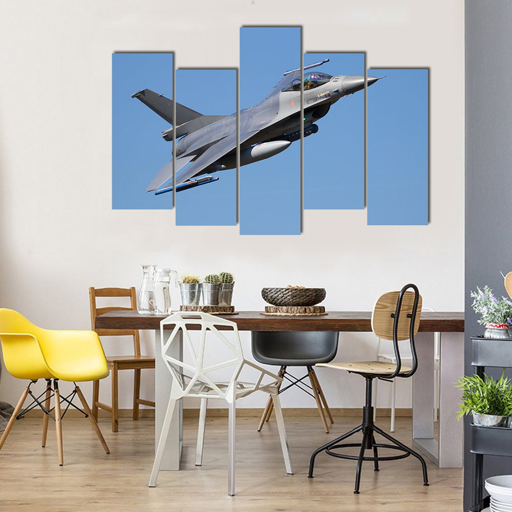 Flying Of A Fighter Jet Multi Panel Canvas Wall Art