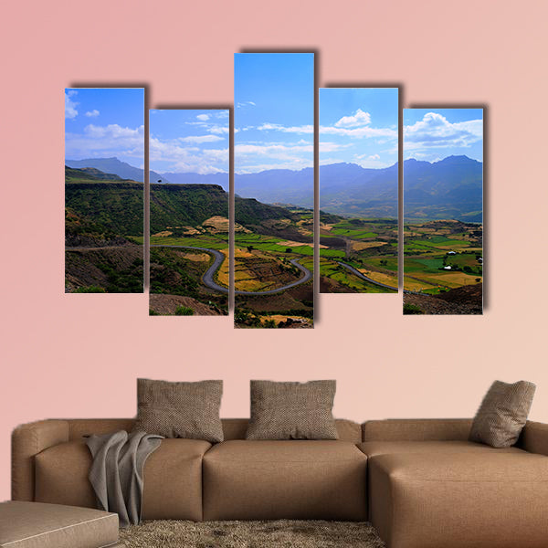 Panorama of Semien Mountains and valley around Lalibela,  wall art