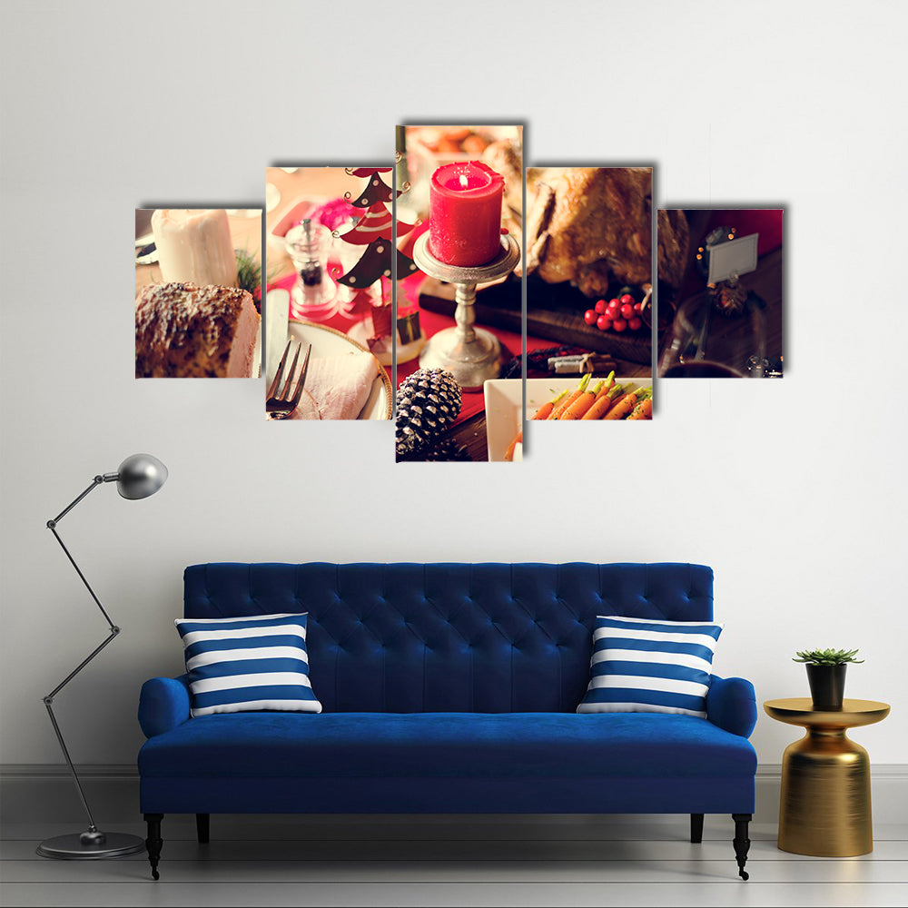 Christmas Family Dinner Table Concept Multi panel canvas wall art