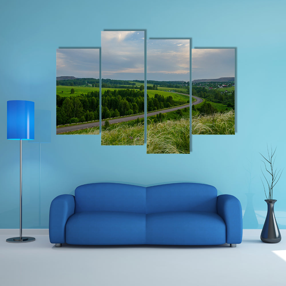 The Summer Sky Crimson With Maroon Clouds At Sunset Multi Panel Canvas Wall Art