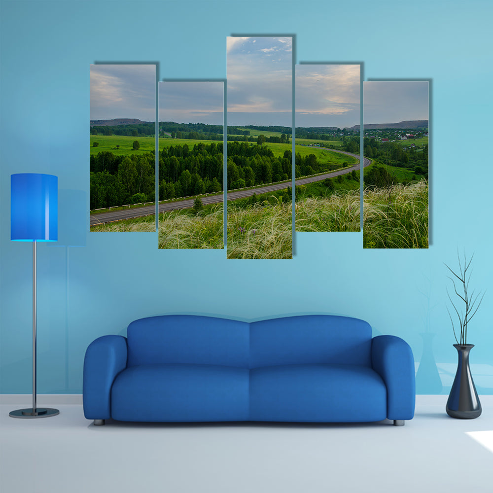 The Summer Sky Crimson With Maroon Clouds At Sunset Multi Panel Canvas Wall Art