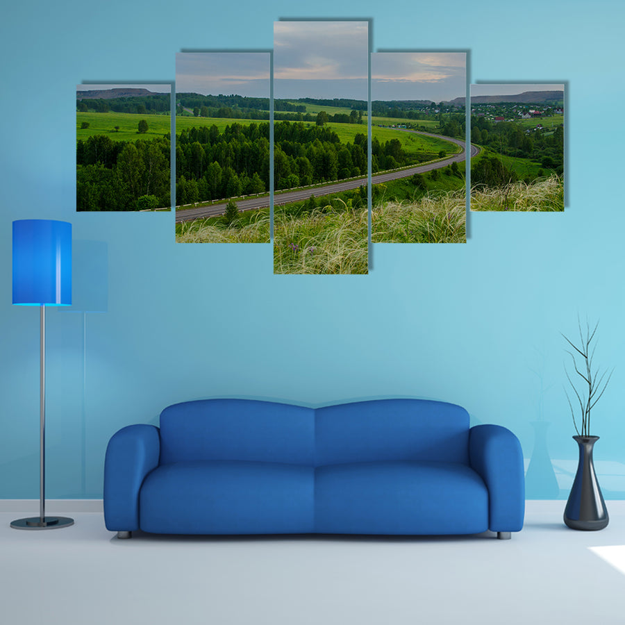 The Summer Sky Crimson With Maroon Clouds At Sunset Multi Panel Canvas Wall Art