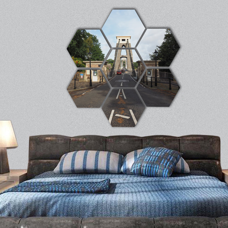 Clifton Suspension Bridge spanning Avon Gorge River Avon hexagonal canvas wall art