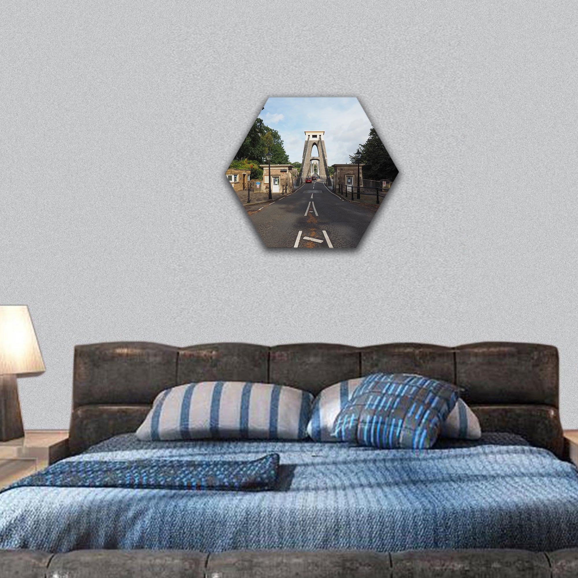 Clifton Suspension Bridge spanning Avon Gorge River Avon hexagonal canvas wall art