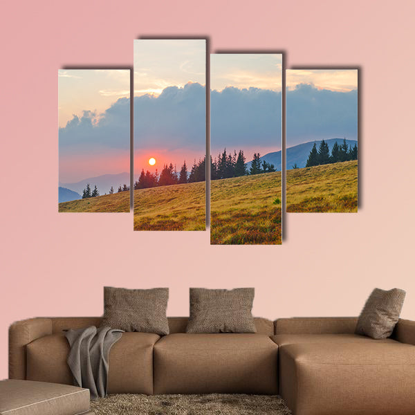 Beautiful mountain landscape with the sun at sunset carpathian mountains wall art