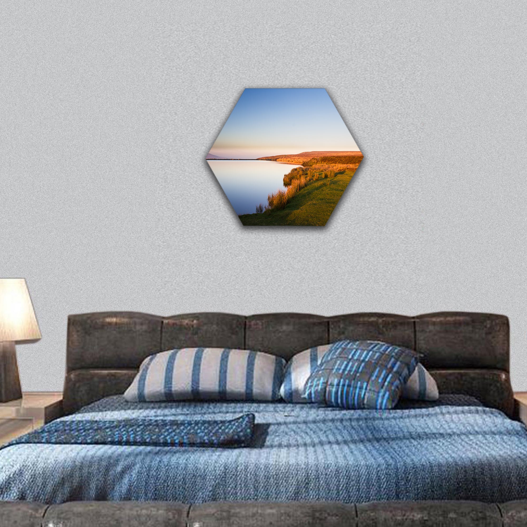 Keepers Pond, The Blorenge, Abergavenny hexagonal canvas wall art