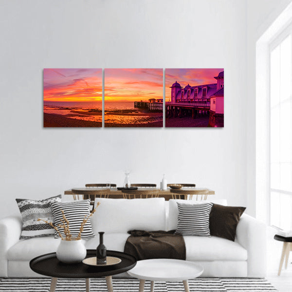 Dramatic sky in yellow panoramic canvas wall art