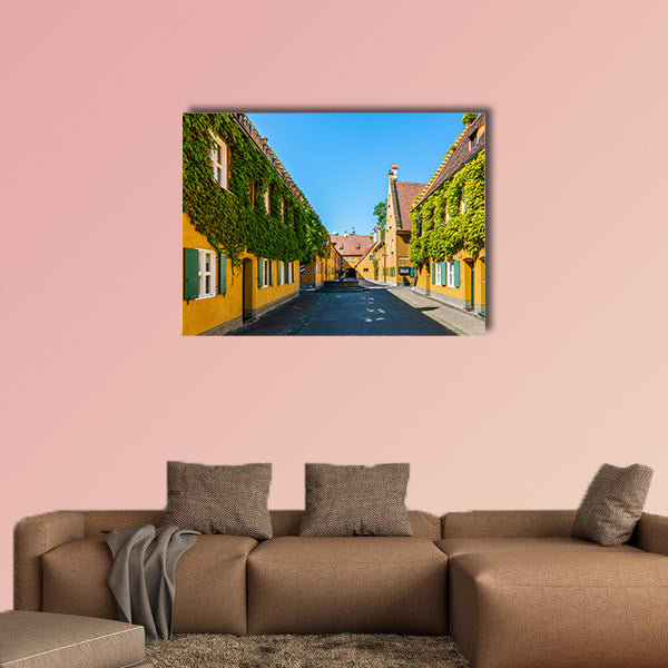 One point perspective of street with dead end surrounded wall art