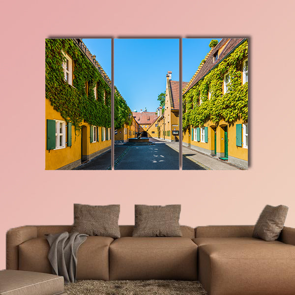 One point perspective of street with dead end surrounded wall art