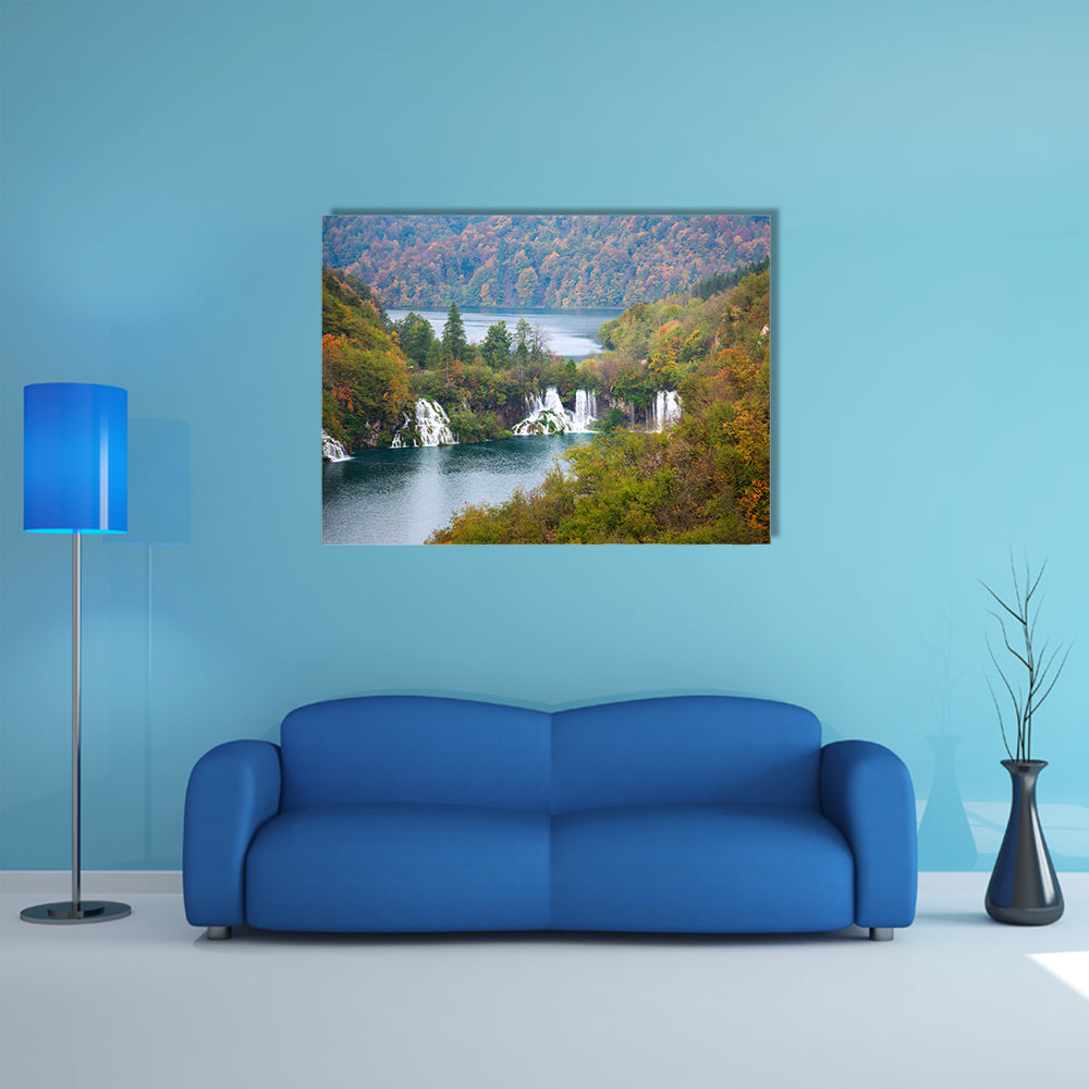Aerial View In Plitvice National Park Croatia Multi Panel Canvas Wall Art