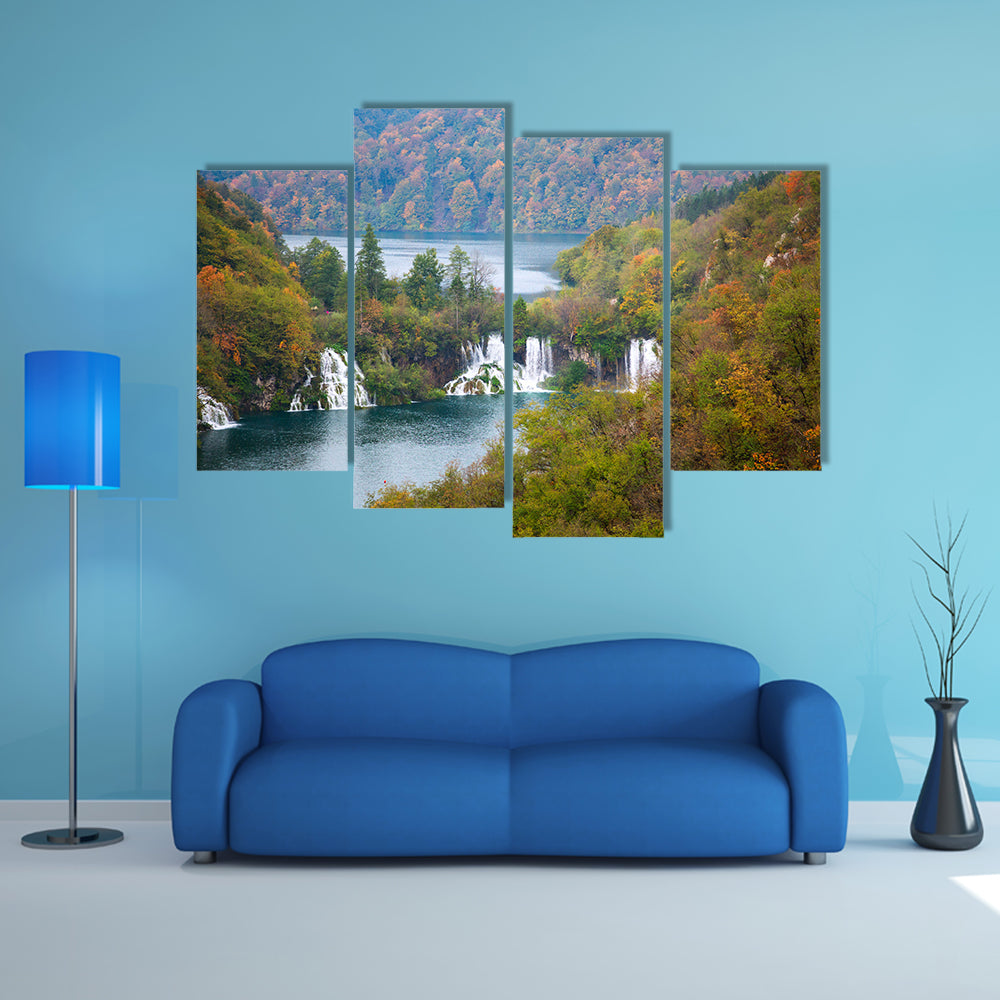 Aerial View In Plitvice National Park Croatia Multi Panel Canvas Wall Art