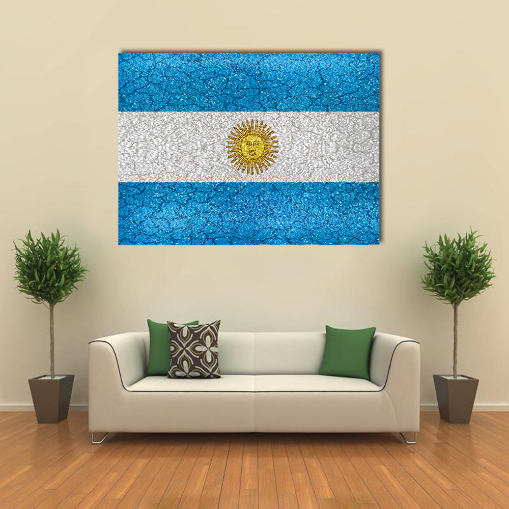 Argentina National Flag In Grunge Style Design Multi Panel Canvas Wall Art