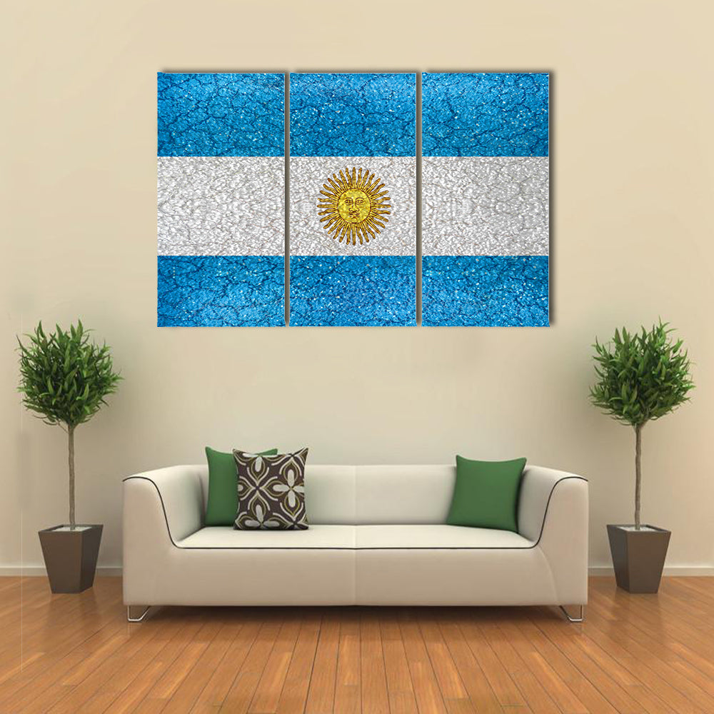 Argentina National Flag In Grunge Style Design Multi Panel Canvas Wall Art