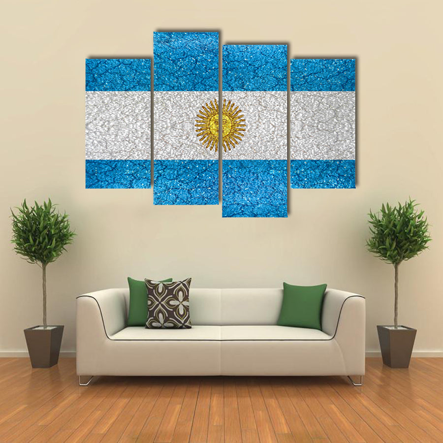 Argentina National Flag In Grunge Style Design Multi Panel Canvas Wall Art