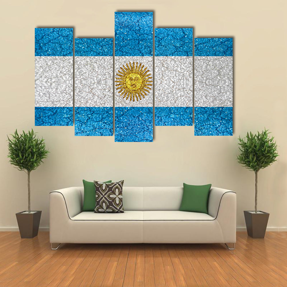 Argentina National Flag In Grunge Style Design Multi Panel Canvas Wall Art