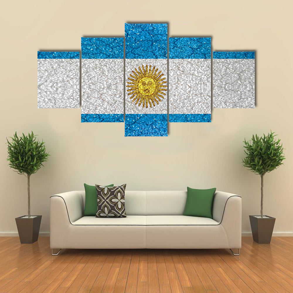 Argentina National Flag In Grunge Style Design Multi Panel Canvas Wall Art