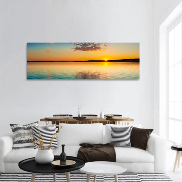 Amazing sunset over the sea panoramic canvas wall art