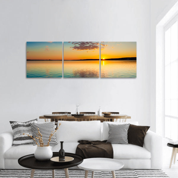Amazing sunset over the sea panoramic canvas wall art