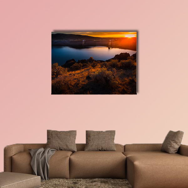 Lucky Peak Lake Dam at Sunset Ada County, Idaho Multi panel canvas wall art.
