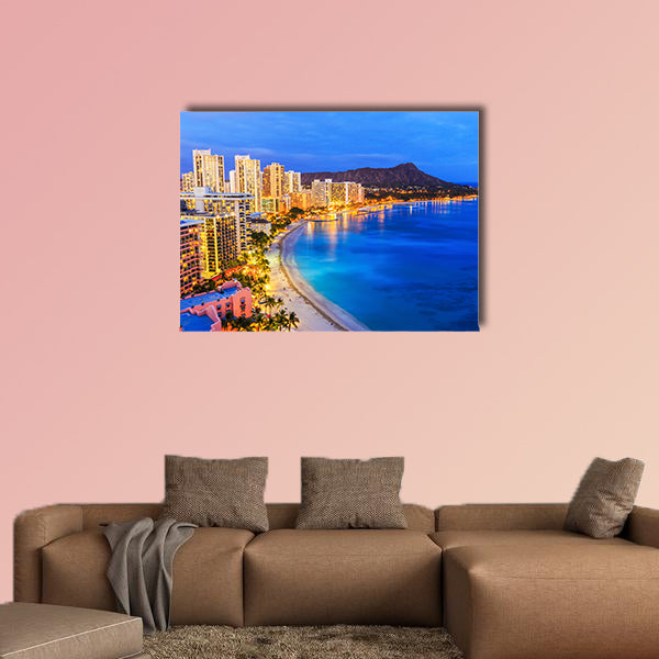 Honolulu, Hawaii. Skyline of Honolulu, Diamond Head volcano wall art