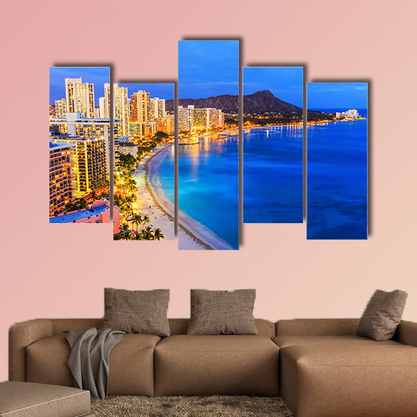 Honolulu, Hawaii. Skyline of Honolulu, Diamond Head volcano wall art
