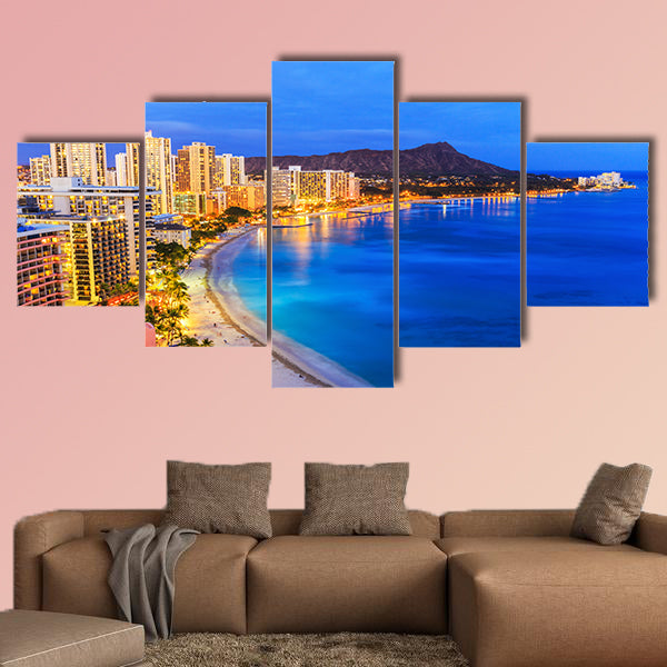 Honolulu, Hawaii. Skyline of Honolulu, Diamond Head volcano wall art