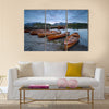 Boats on the shore of Derwentwater at Keswick in the Cumbria multi panel canvas wall art