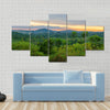 Lush jungle and dramatic sunset in Democratic Republic of Congo Multi panel canvas wall art