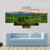 Lush jungle and dramatic sunset in Democratic Republic of Congo Multi panel canvas wall art