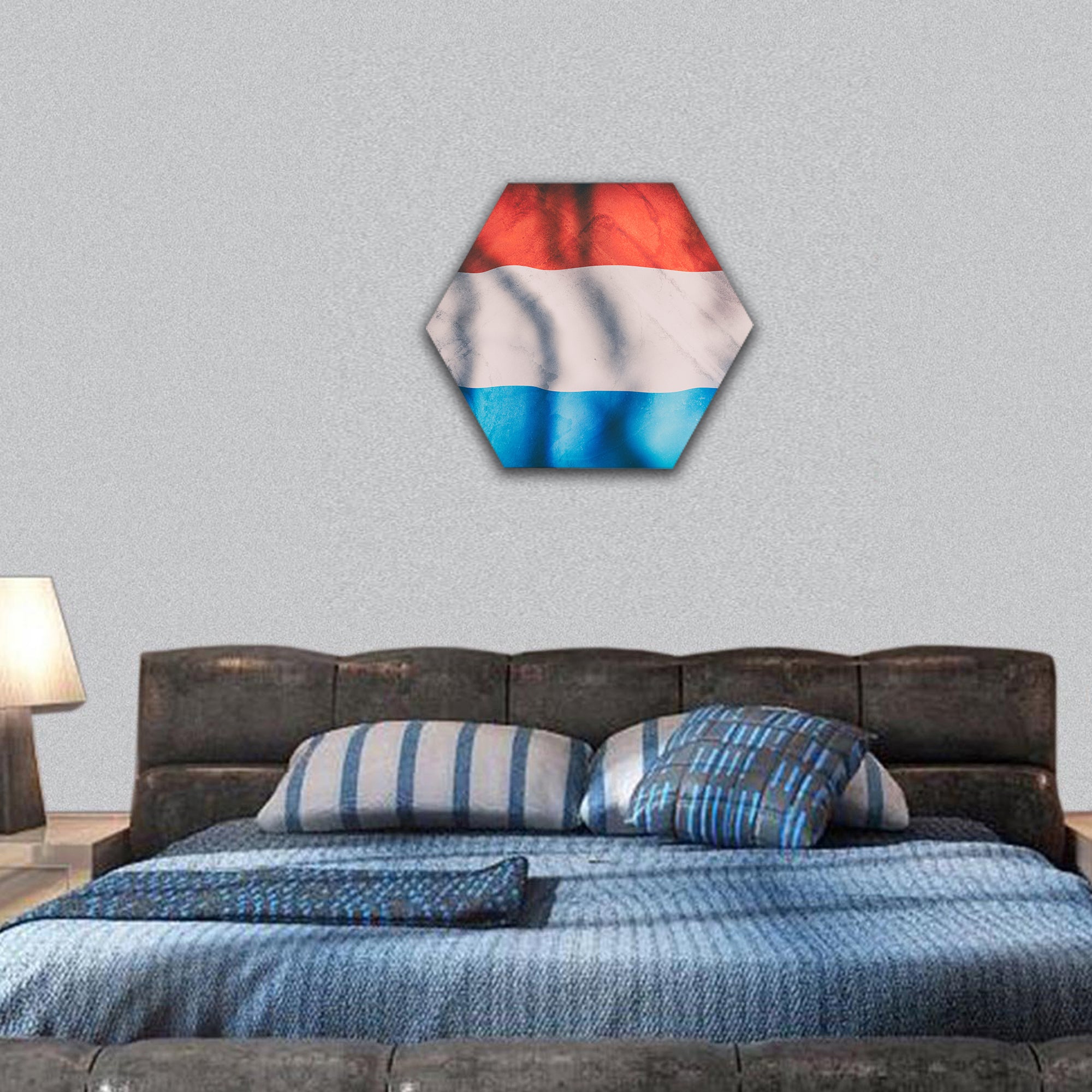old Grand Duchy of Luxembourg flag waving hexagonal canvas wall art