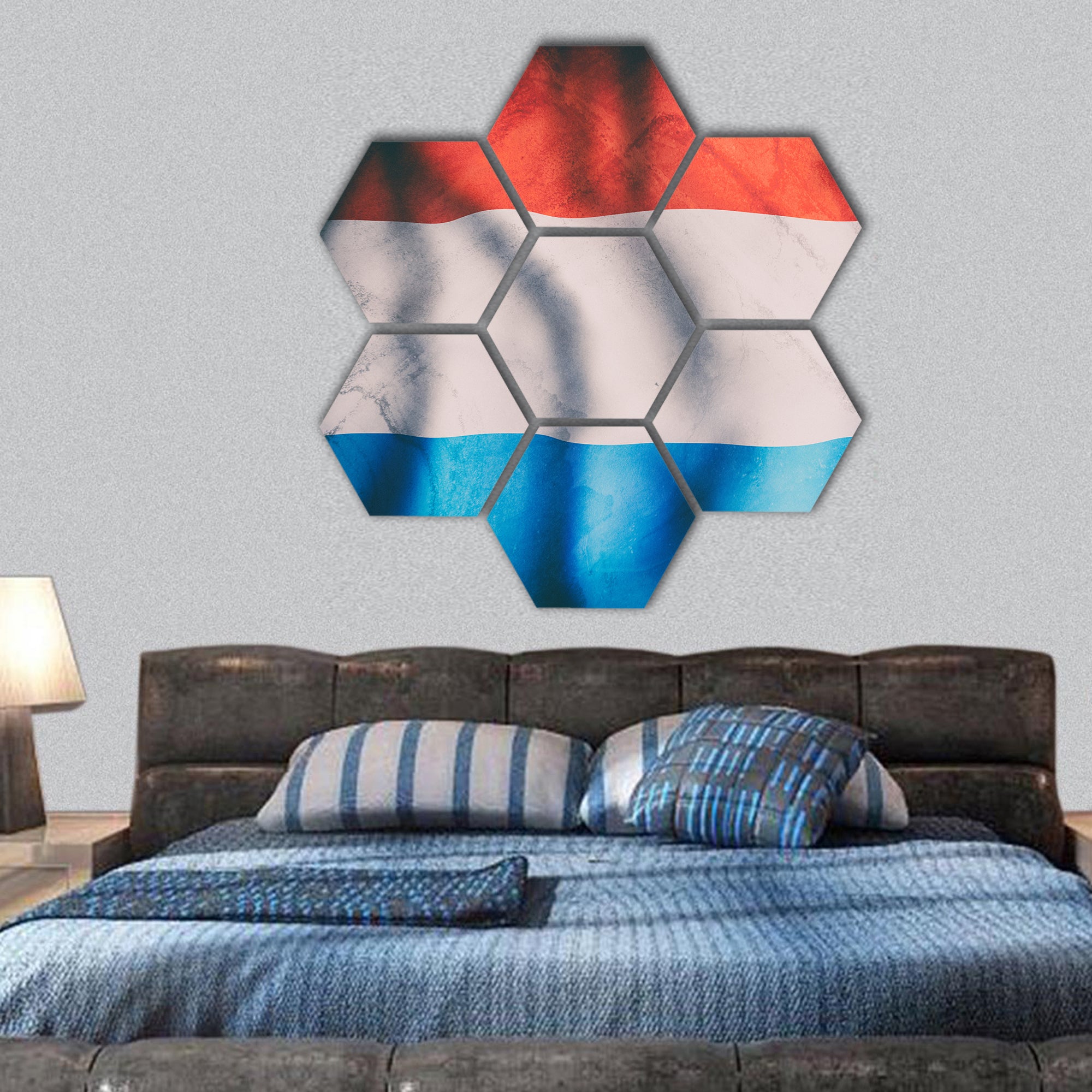 old Grand Duchy of Luxembourg flag waving hexagonal canvas wall art