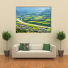 The Aerial Landscape View On The Vaduz City And Rhein River In The Liechtenstein, Multi Panel Canvas Wall Art