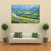 The Aerial Landscape View On The Vaduz City And Rhein River In The Liechtenstein, Multi Panel Canvas Wall Art