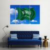 Saudi Arabian flag and Fabric texture Multi Panel Canvas Wall Art