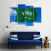 Saudi Arabian flag and Fabric texture Multi Panel Canvas Wall Art